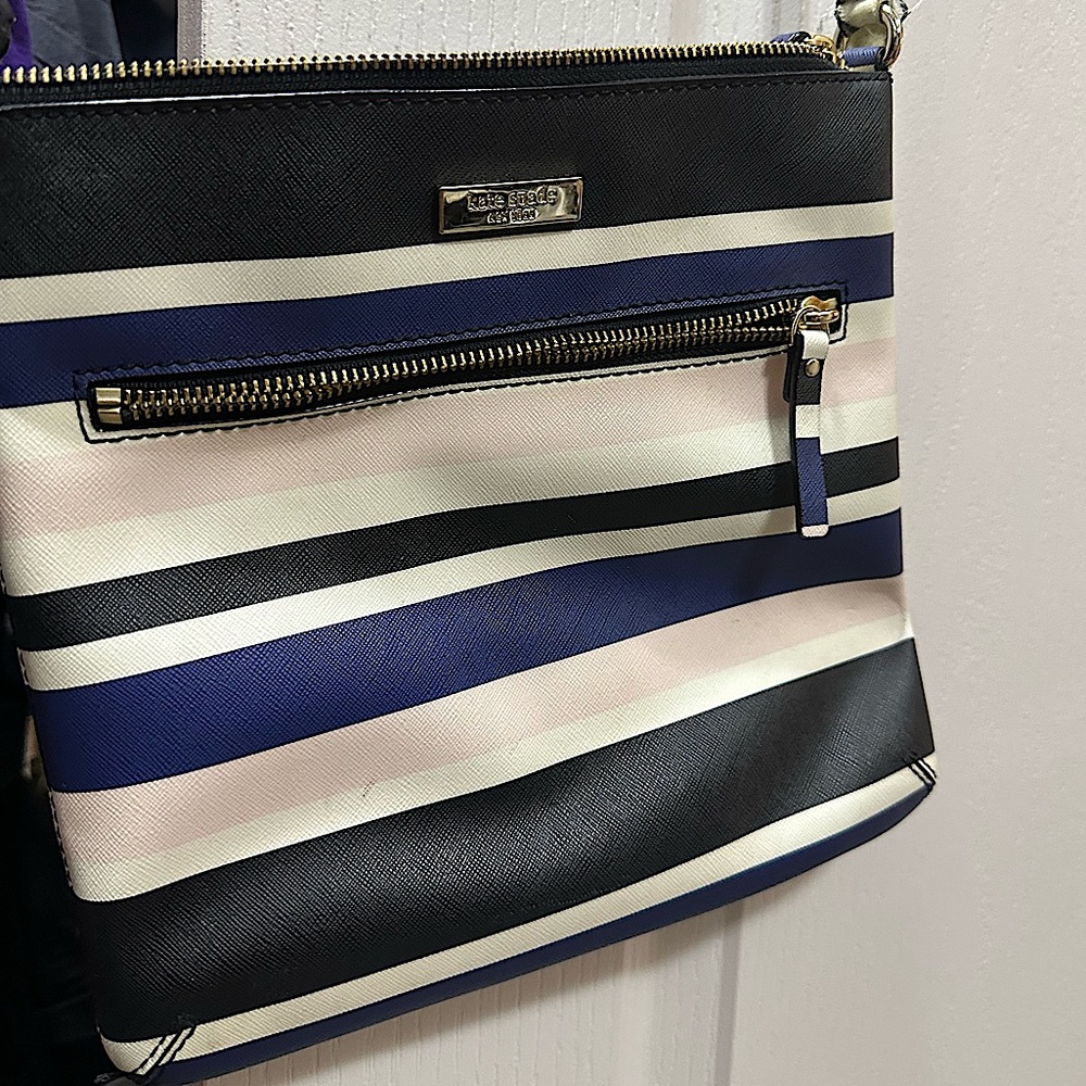Kate Spade New York Black Blue Cruise Stripe Laurel Way Rima Crossbody